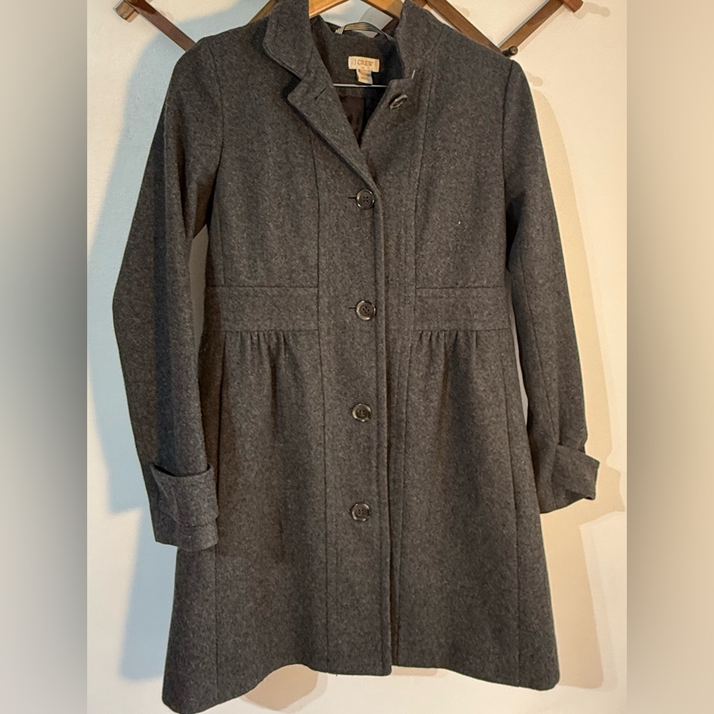 J. Crew Factory Skirted Dress Coat Size 8 button front side pockets